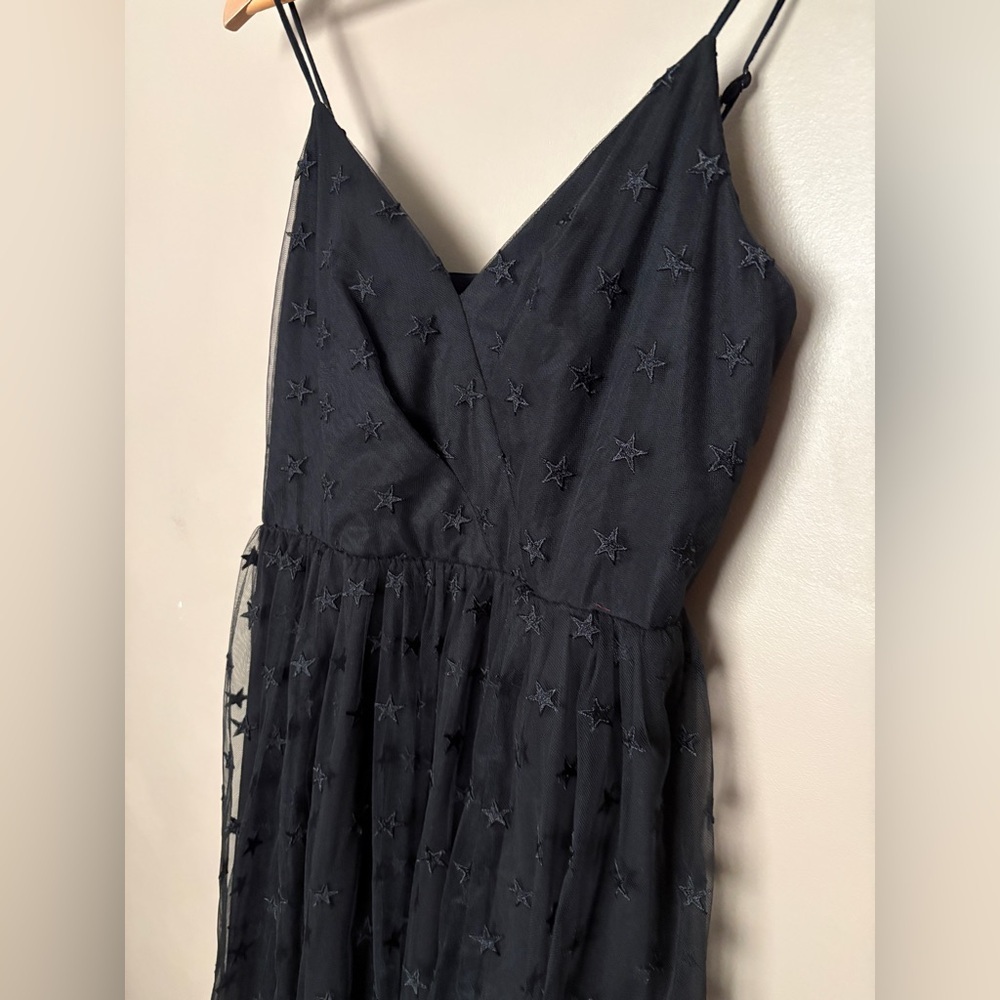 J. Crew black starry tulle party dress spaghetti straps cute chic NWT sz S - Picture 8 of 16